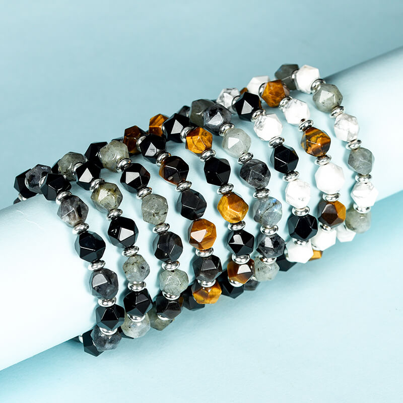 Etheric Aura Faceted Bead Natual Crystal Stone Bracelet