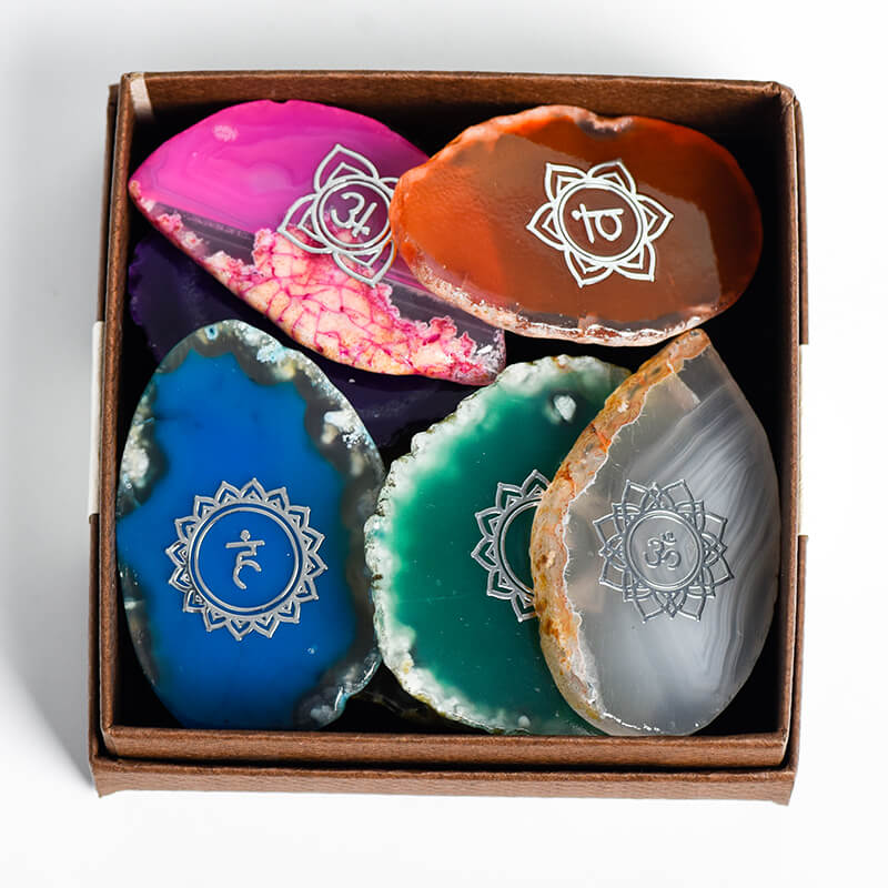Etheric Aura Seven Chakra Agate Slice Set