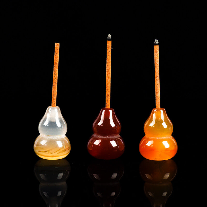Etheric Aura Agate Crystal Fengshui Gourd Incense Stick Holder