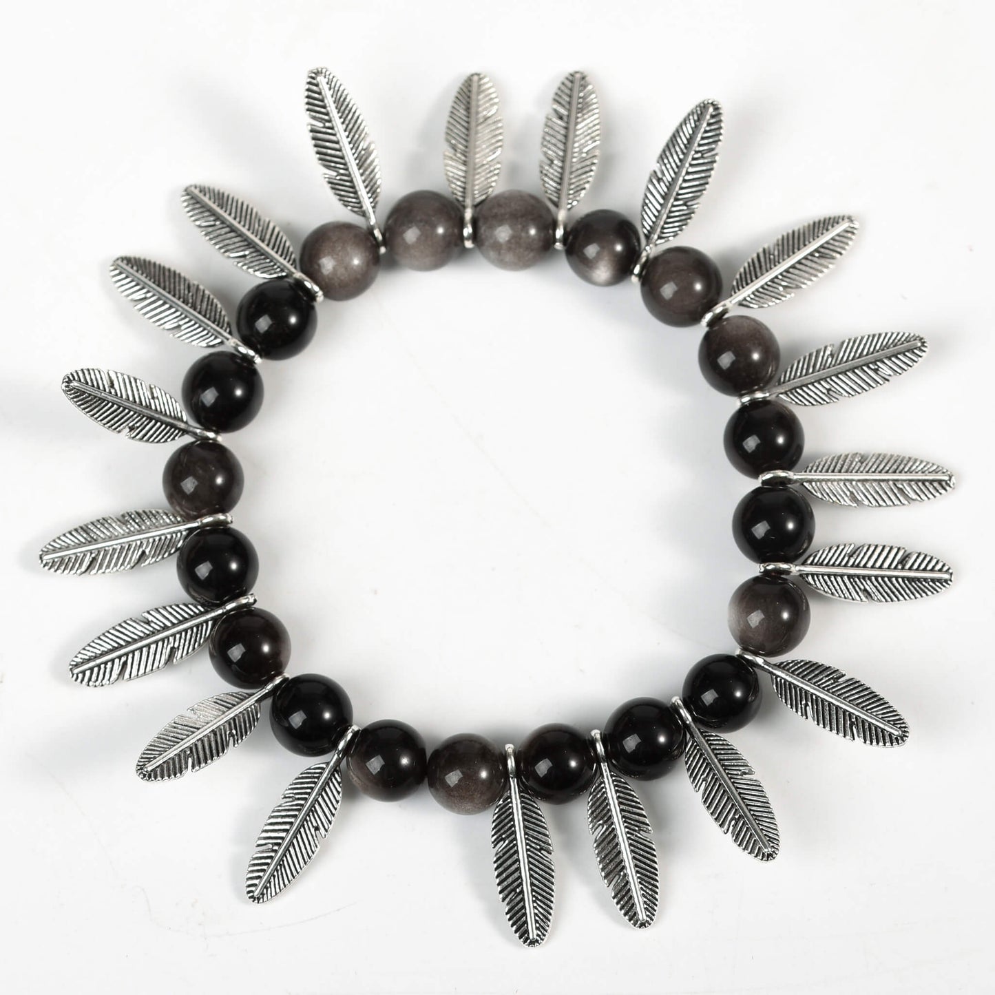 Etheric Aura Multi Element Silver Obsidian Bracelet