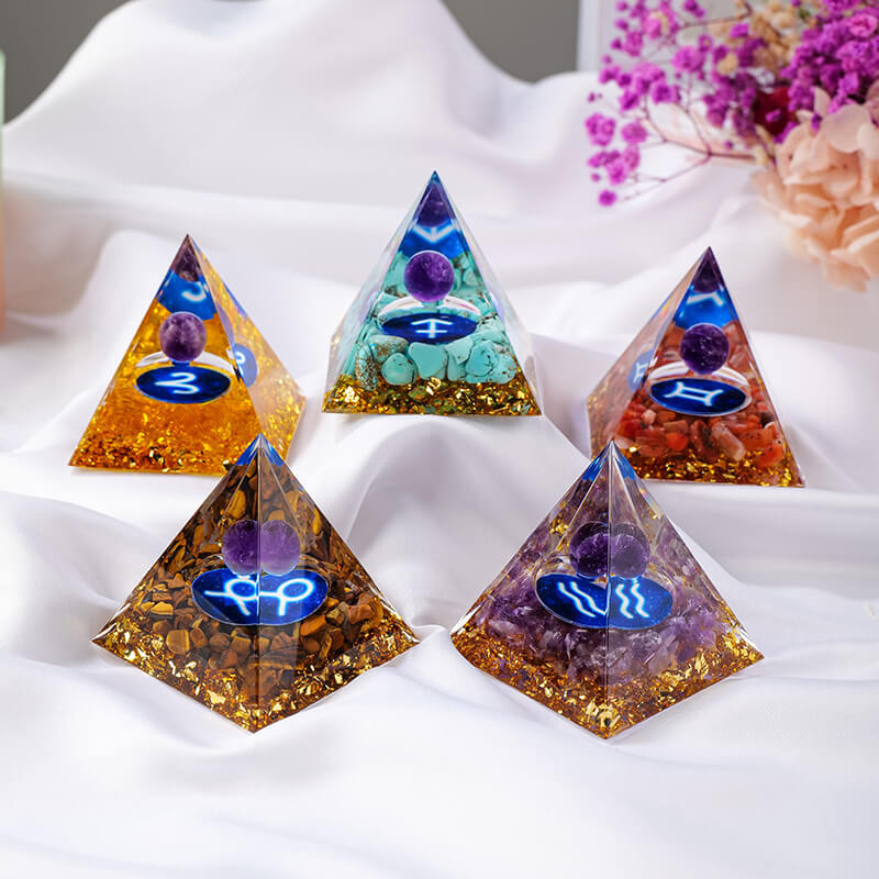 Etheric Aura Natural Crystal Graval Drip Shaped Zodiac Pyramid Aquarius