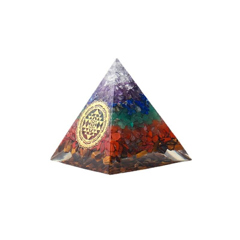 Etheric Aura Colorful Crystal Chip Drip Shaped Orgonite Energy Pyramid