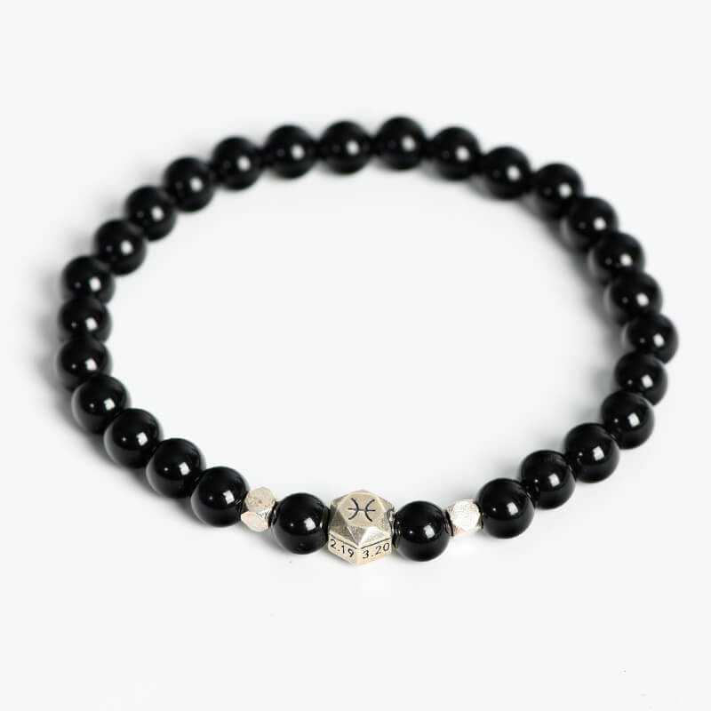 Etheric Aura Obsidian 12 Zodiac Bracelet