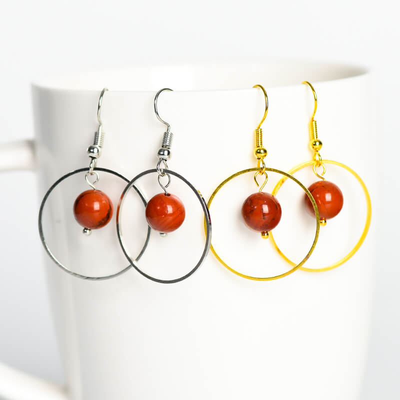 Etheric Aura Circle Crystal Stone Bead Dangle Earrings