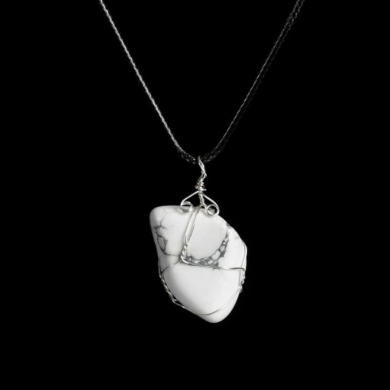 Etheric Aura Wire-Wrapped Crystal Tumbled Stone Necklace