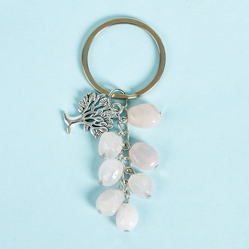 Tree of Life Charm Crystal Chip Keychain