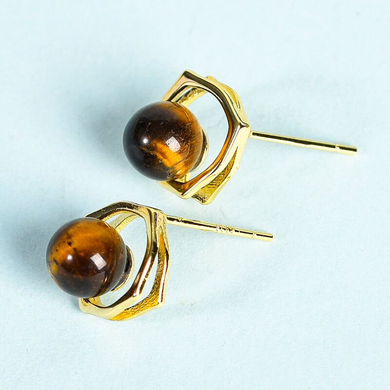 Etheric Aura Crystal Natural Stone Bead Studs Earrings