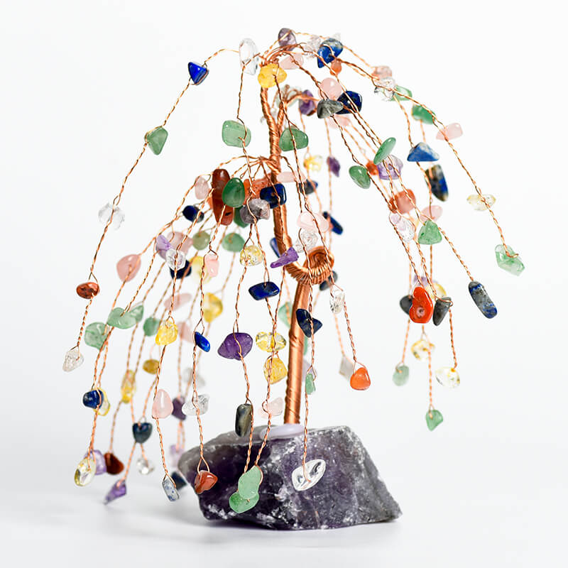 Willow-style Raw Stone Base Crystal Tree|Fortune Tree|Feng Shui Tree