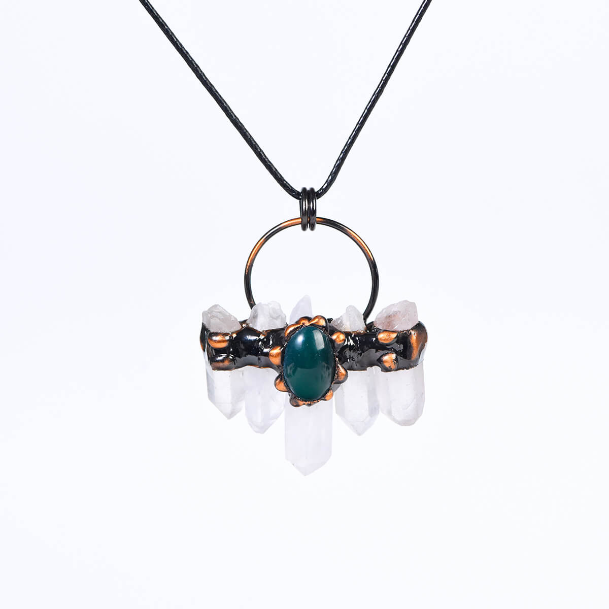 Etheric Aura Vintage Clear Quartz Energy Pendant Necklace