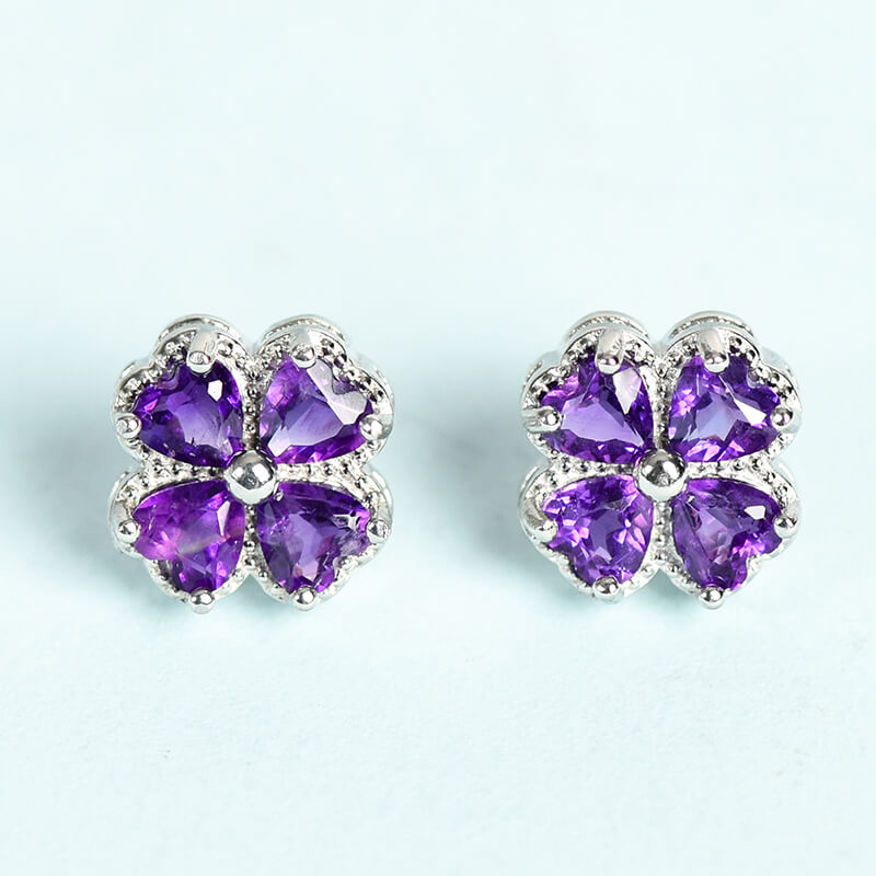 Etheric Aura Inlaid Natural Crystal Stone Bead Stud Earrings
