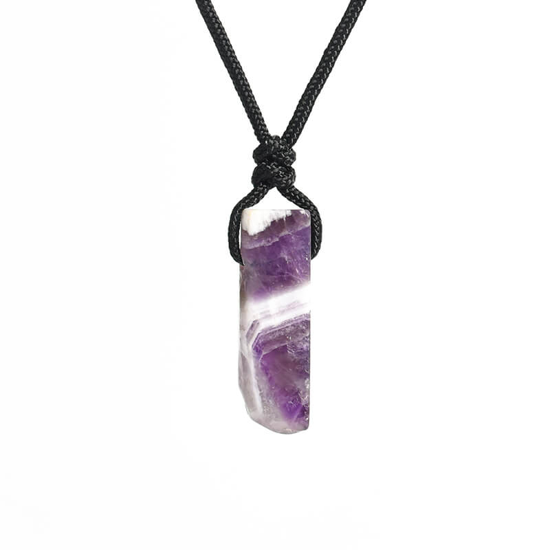 Irregular Rectangle Natural Crystal Stone Pendant Necklace