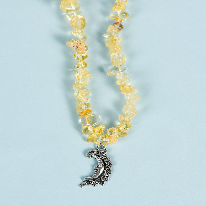 Natural Crystal Stone Chip Chain Necklace