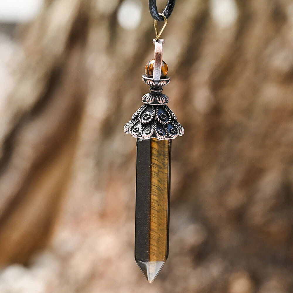 Etheric Aura Hexagonal Column Natural Crystal Pendulum