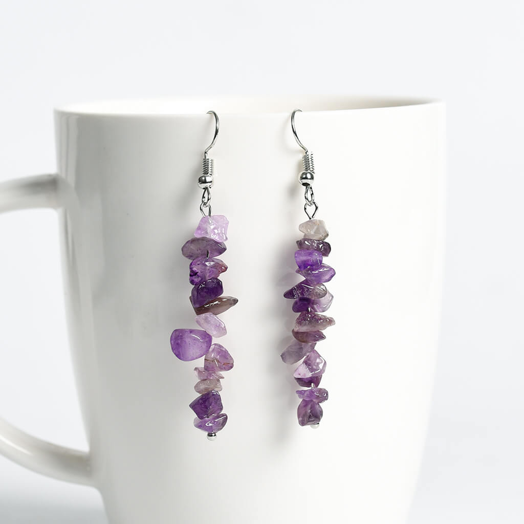 Etheric Aura Natural Crystal Chip Stone Dangle Earring
