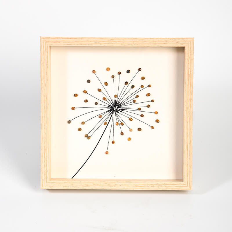 Etheric Aura Painting of Dandelion by Tumbled Crystal Stone
