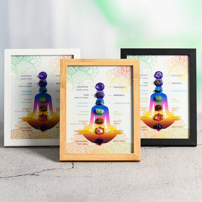 Etheric Aura 7 Chakras Decoration Painting with Tumbled Crystal