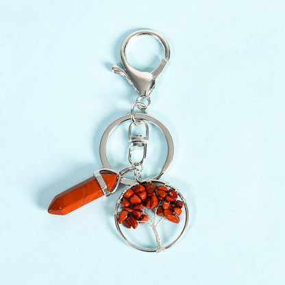 Crystal Hexagonal Double Terminated Points Keychain