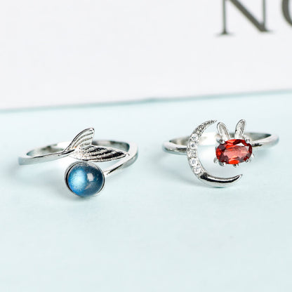 Mermaid Tail and Bunny Crystal Rings