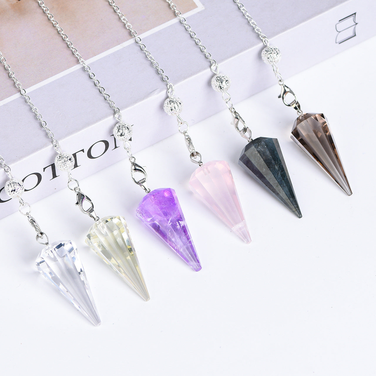 Etheric Aura Cross Section Pointy Cone Shape Crystal Pendulum