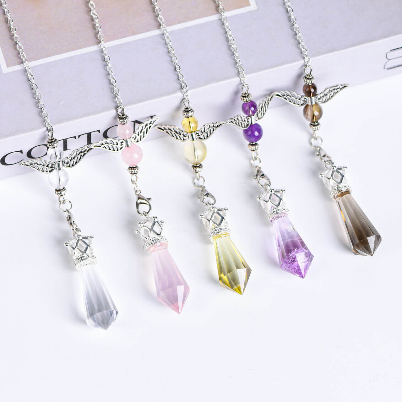 Etheric Aura 12 Cross Section Angel Pointy Cone Crystal Pendulum