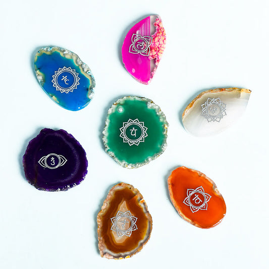 Etheric Aura Seven Chakra Agate Slice Set