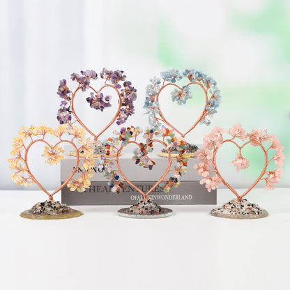 Heart-shaped Agate Base Crystal Tree｜Fortune Tree｜Feng Shui Tree