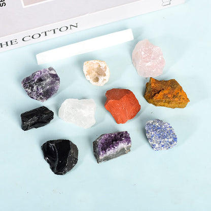 Etheric Aura Crystal Healing Kit（10 Gemstones with Selenite bar）