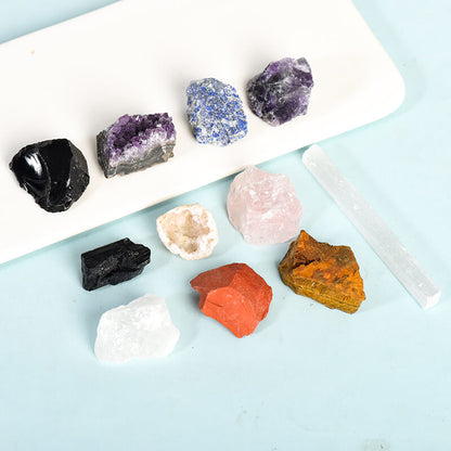 Etheric Aura Crystal Healing Kit（10 Gemstones with Selenite bar）