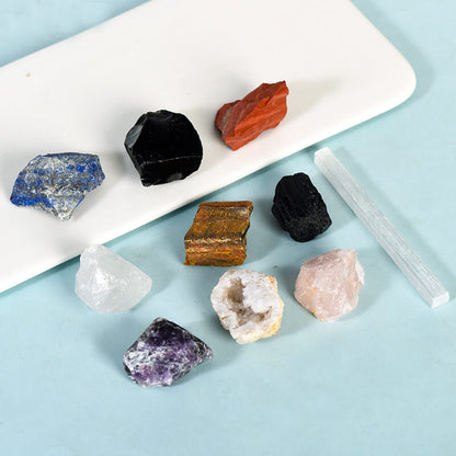 Etheric Aura Crystal Healing Stone Kit (9 Gemstones with Selenite Bar)