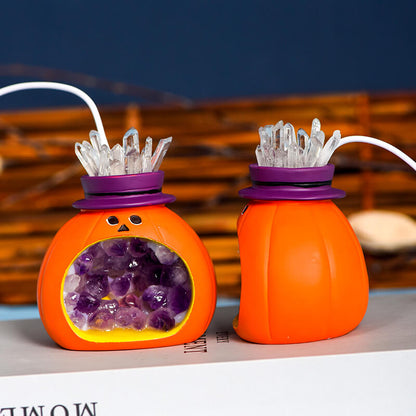 Amethyst Tooth Halloween Pumpkin Lamp