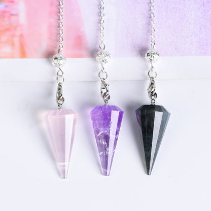 Etheric Aura Cross Section Pointy Cone Shape Crystal Pendulum