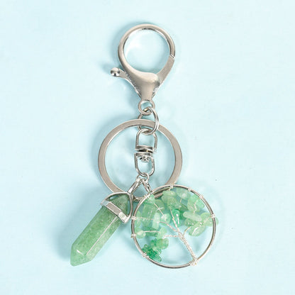 Crystal Hexagonal Double Terminated Points Keychain