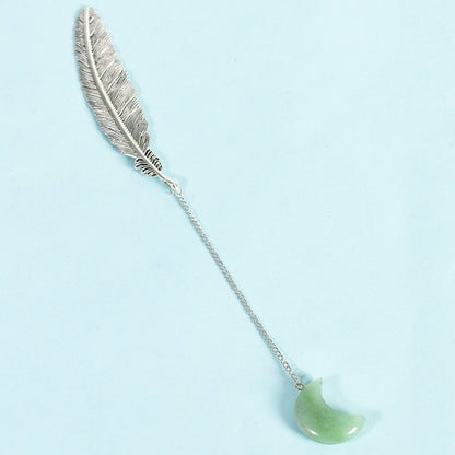 Crystal Pendant Feather Bookmark/Page Marker