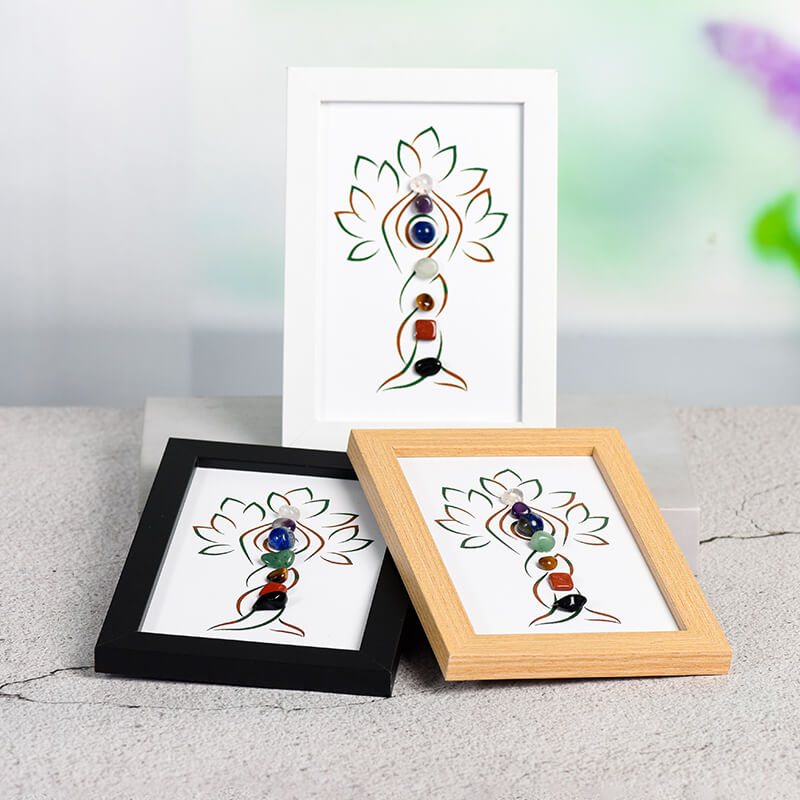 Etheric Aura Yoga Tree Painting by Tumbled Crystal Stone