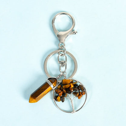 Crystal Hexagonal Double Terminated Points Keychain