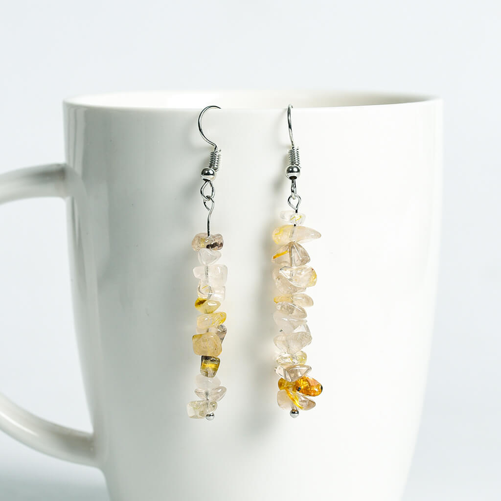 Etheric Aura Natural Crystal Chip Stone Dangle Earring