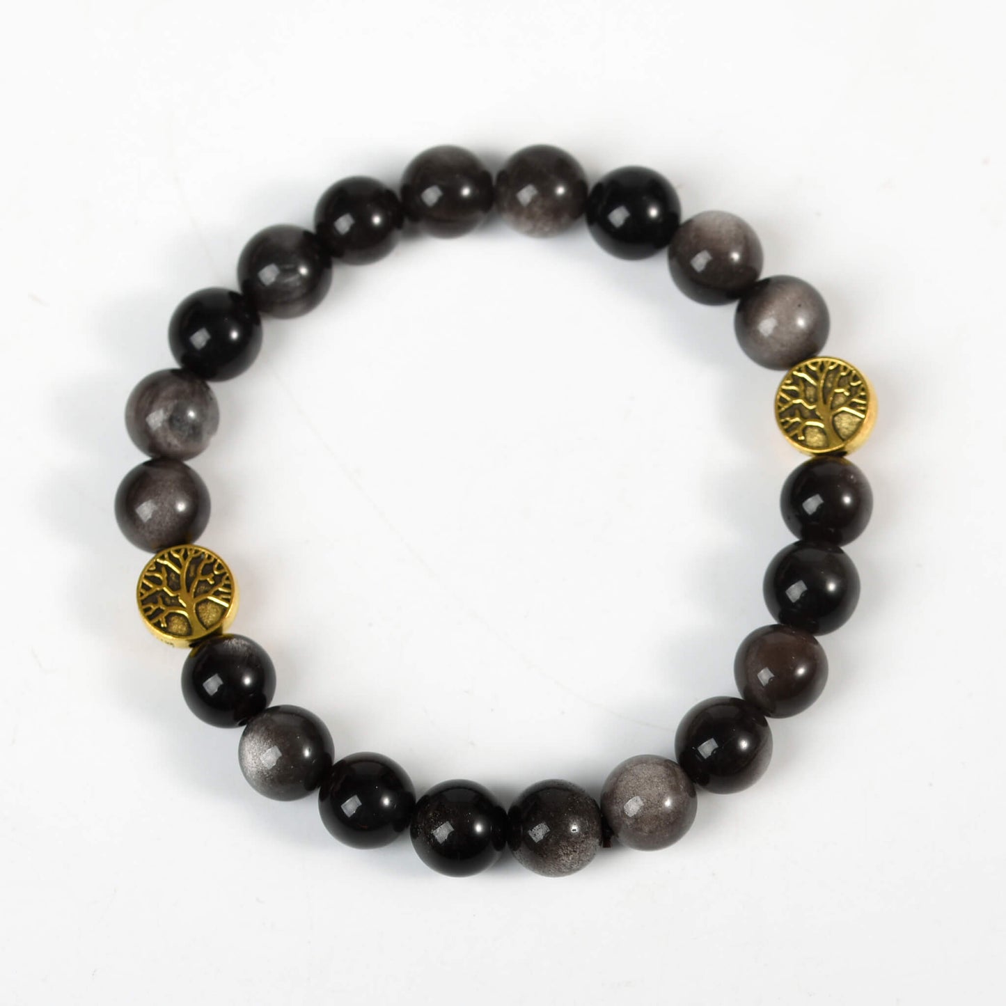 Etheric Aura Multi Element Silver Obsidian Bracelet