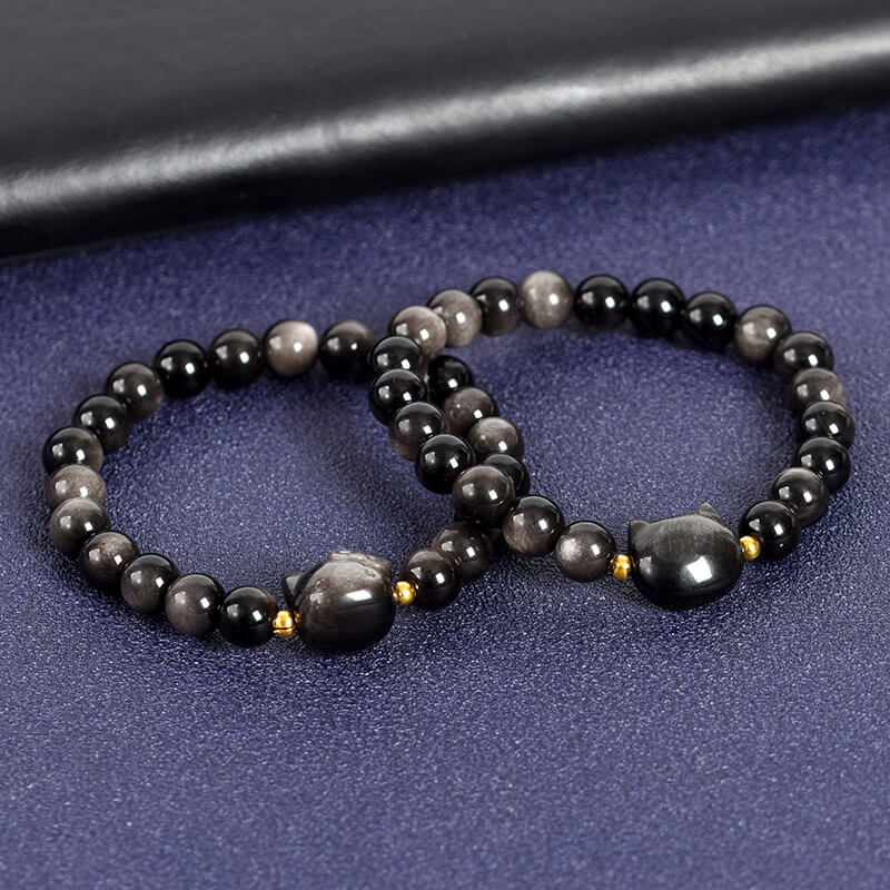 Etheric Aura Silver Sheen Obsidian Bracelet