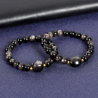 Etheric Aura Silver Sheen Obsidian Bracelet