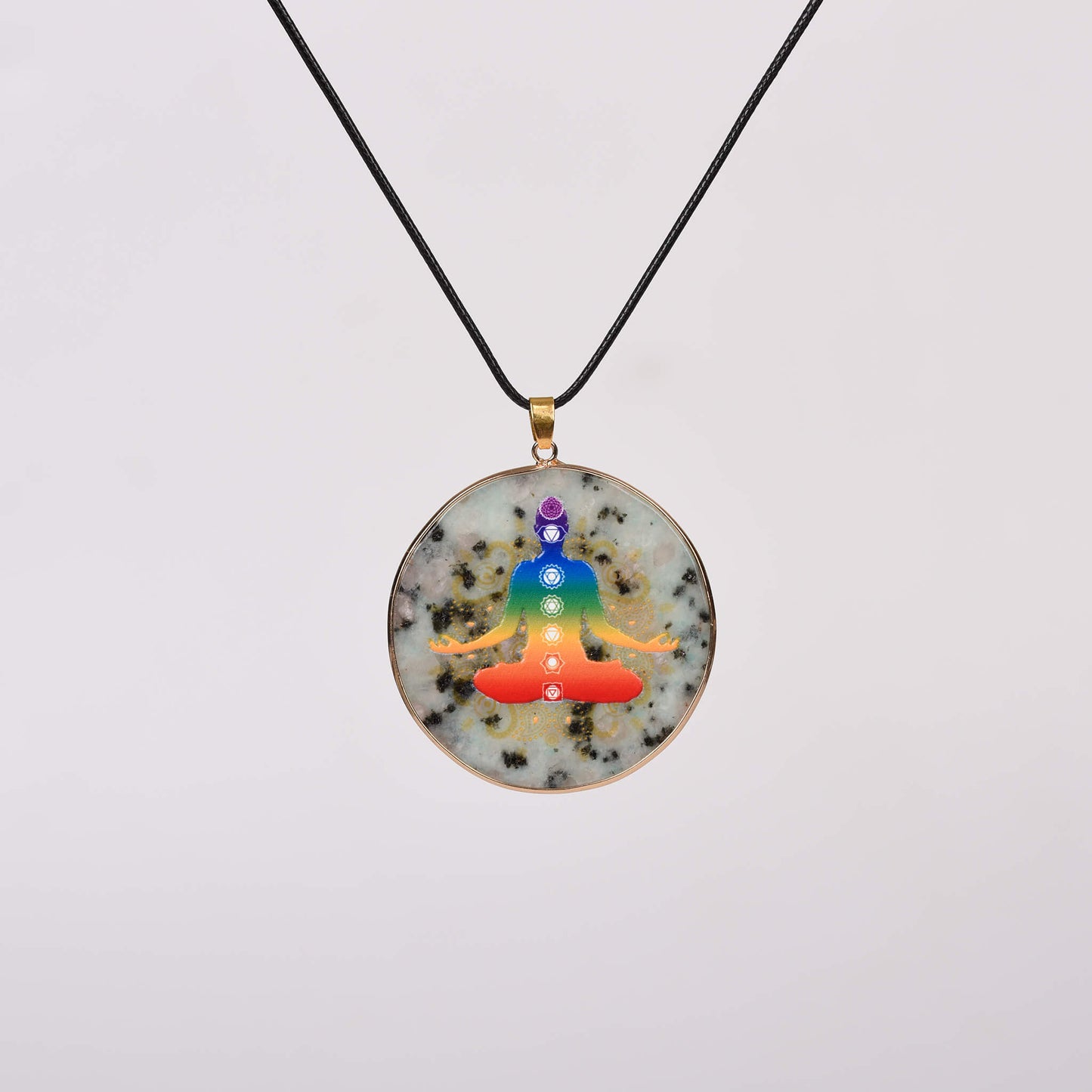 Chakra Color-painted Crystal Natural Stone Slice Pendant Necklace