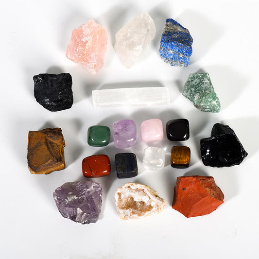 Etheric Aura Crystal Healing Kit (18 Gemstones with Selenite Bar)