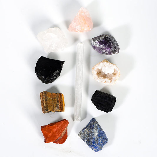 Etheric Aura Crystal Healing Stone Kit (9 Gemstones with Selenite Bar)