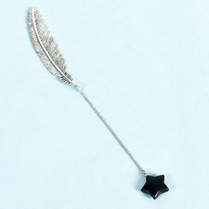 Crystal Pendant Feather Bookmark/Page Marker