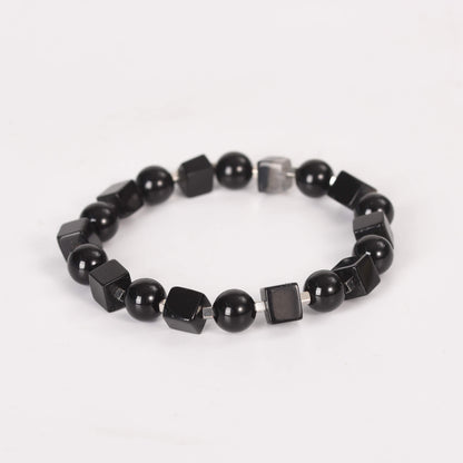 Etheric Aura Rectangle and Round Bead Crystal Bracelet