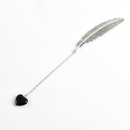 Crystal Pendant Feather Bookmark/Page Marker