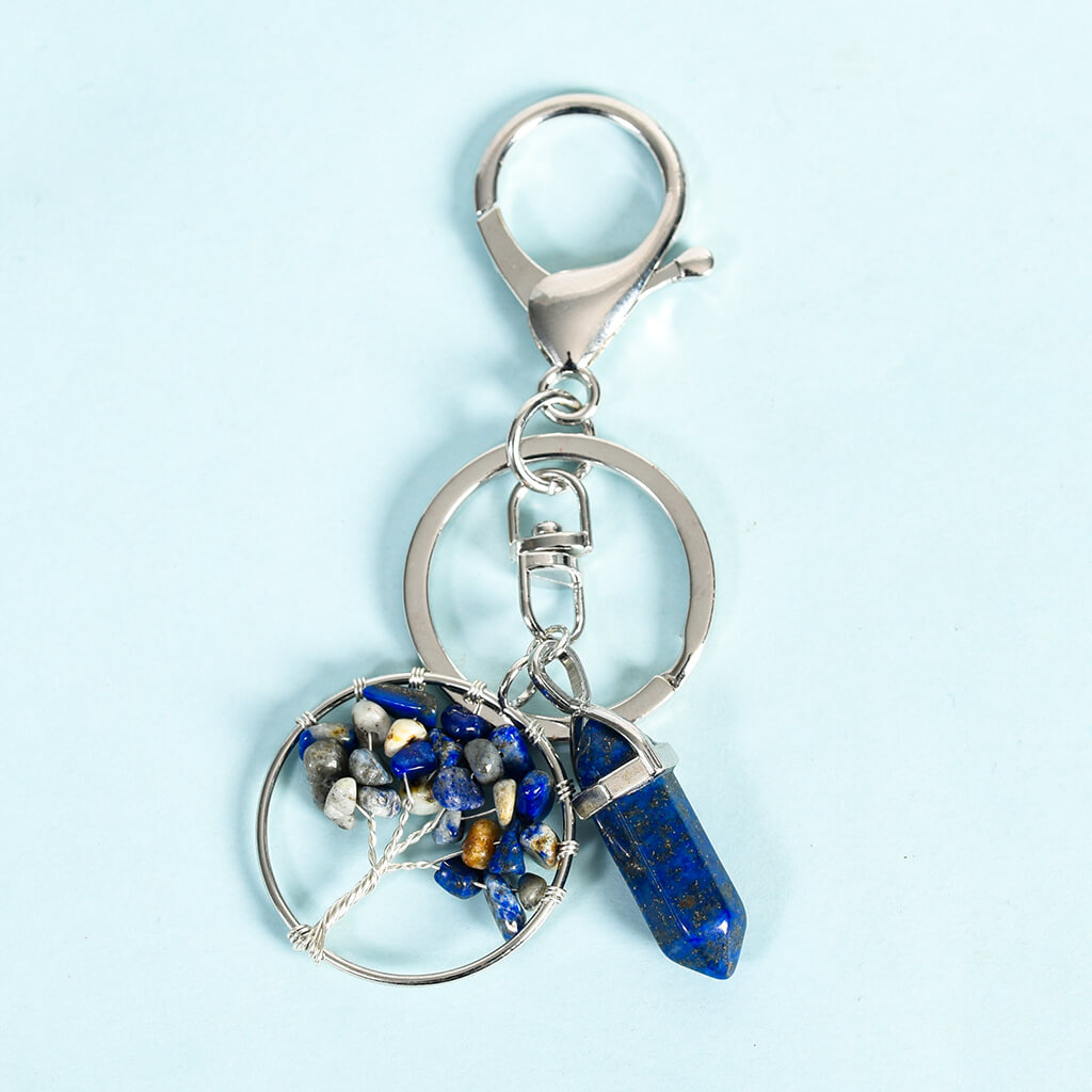 Crystal Hexagonal Double Terminated Points Keychain