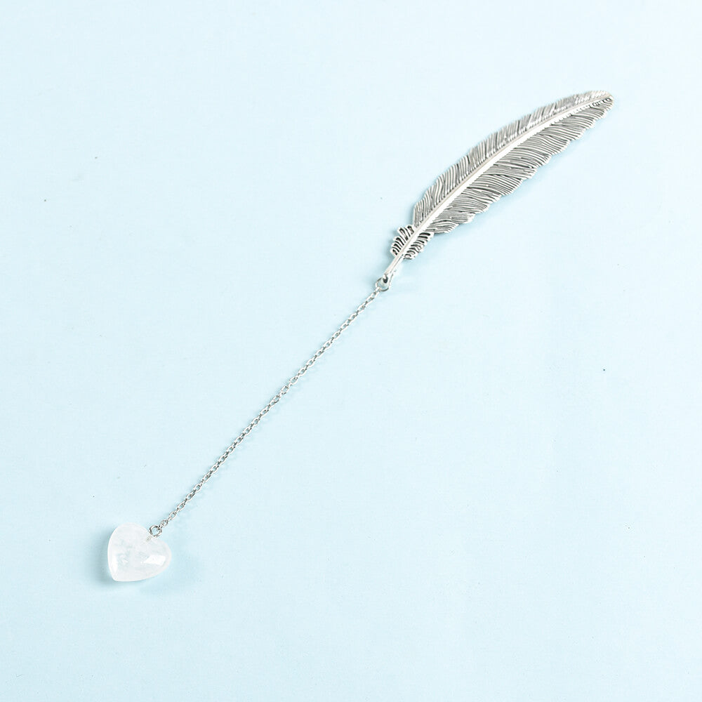 Crystal Pendant Feather Bookmark/Page Marker