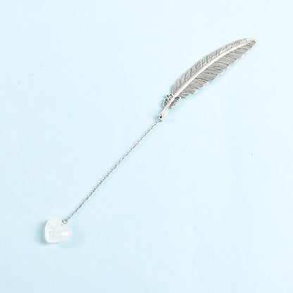 Crystal Pendant Feather Bookmark/Page Marker