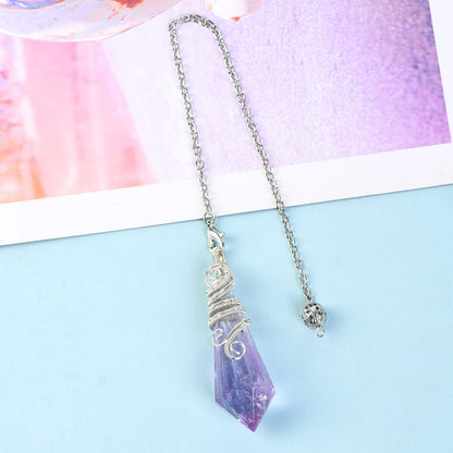 Etheric Aura 12 Cross Section Wire Wrapped Crystal Pendulum