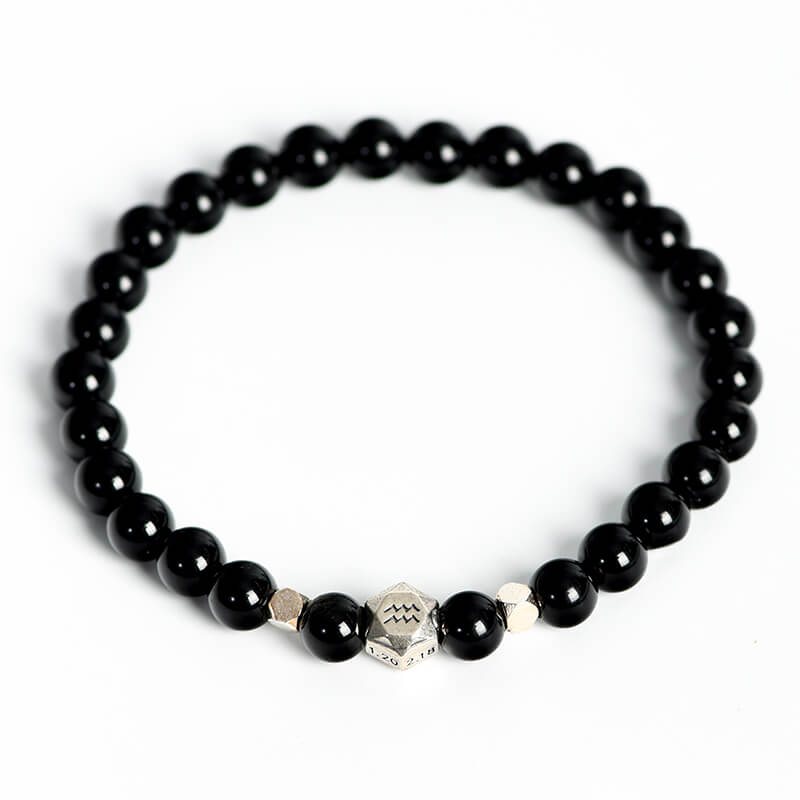 Etheric Aura Obsidian 12 Zodiac Bracelet